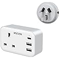 UK To Australia Plug Adapter with 3 USB, China New Zealand Australian Plug Adaptor from UK, 4 in 1 Grounded Charger UK to Australia Travel Plug Adaptor for AUS NZ Argentina Fiji and More (Type I)