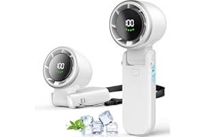 DANCIAL Tragbarer Mini-Handventilator, faltbarer Turbo-Handventilator mit 5000mAh-Akku, stufenloser 100-Gang-Wind, wiederaufladbarer persönlicher Handventilator, 3 IN 1 Taschenventilator für Reisen, Camping