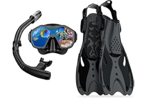 Sporzin Gafas Buceo Adulto con Aletas Buceo y Tubo Snorkel Mascara Buceo para Hombre y Mujer, Panorámica Antivaho de 180° Mascara Snorkel para Bucear y Nadar