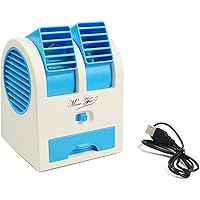 Rexez Mini Fan & Portable Dual Bladeless Small Air Conditioner Water Air Cooler Powered by USB & Battery Use of Car/Home/Office