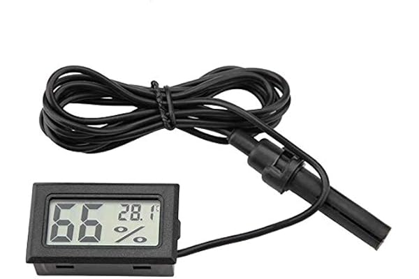 DollaTek 2-in-1 Digital LCD intégré thermomètre hygromètre avec Externe pour Reptile Incubateur Aquarium Volaille - Noir