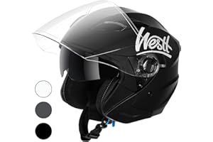 Westt Jet Casco Moto Hombre Mujer Casco de Moto con Doble Visera capacete Casco Jet Scooter Trail, Certificado ECE Dot, Tallas S-XL