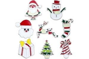 Feelava Christmas Brooch Pin 8 Pack Elegant Xmas Ornaments Snowman, Santa, Christmas Tree, Bell, Reindeer, Stocking, Gift, Home Festival Winter Party Decor Party Favors Brooch Pendant Charm for Kids