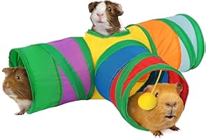 HYLYUN Guinea Pig Tunnels & Tubes Collapsible, 3 Way Tunnels Hides Toys, Portable Small Animal Hideout Hideaway Pet Toys Tunnel for Guinea Pig Chinchilla Ferret Hamster Rat