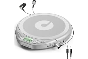 Gueray CD Player Portable CD Player Personal CD Players with Headphones LCD Display Anti-Skip Protection HiFi Classic CD Music Player Memory CD Player for Car Home Silver