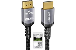 Sniokco 10K 8K 4K Certified HDMI Cable 48Gbps 0.5M, Ultra High Speed HDMI® Cable Aluminum 4K@120Hz 10K 8K@60Hz, DTS:X, HDCP 2.2 & 2.3, eARC HDR 10 Compatible with PS5/Blu-ray/Roku TV