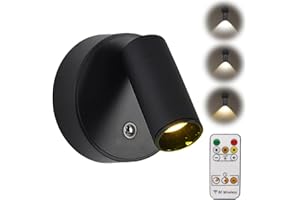 GOMETY Faretto LED a batteria con telecomando, lampada da parete ricaricabile USB, 3 temperature di colore, dimmabile, senza fili, con funzione temporizzazione