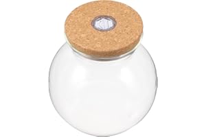 jojofuny Verre Terrarium Jar Vase en verre Bouteille écologique Favoriser Flacon avec couvercle en liège et plante de lumière LED Terrarium pour Fern Moss Air Plants Écran