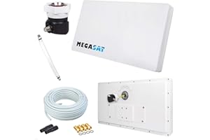 NETSHOP 25 Megasat Flachantenne PROFI Line H30 D1 Single inkl. Fensterhalterung + 10m Kabel + 1x Fensterdurchführung. Neueste Generation mit besten Empfangswerten für HD und SD TV (einfache und stabile Montage)