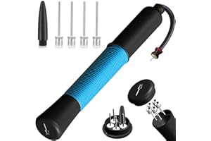 FENXYO Ball Pump with Needle Storage(Never Lose Pin) Basketball Pump with 5 Needles and Extendable Cable, Soceer Football Pumps, Volleyball Pump Rugby Ball Inflator - Great for All Balls - 1&2 Pack Avaiable