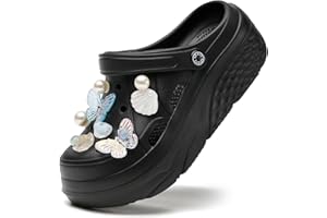 SECHRITE Platform Sabots pour Femme Tongs de Loisirs et vêtements de Sport Sabots de Sanitaire avec Charms Clogs de Wedge Tailles, 36-42 EU
