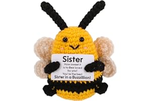 wompolle for Sister Christmas Birthday Gift for Sister Decorations Funny Mini Positive Crochet Bee Animals Affirmation Support Gifts Cheer Up Sister Presents
