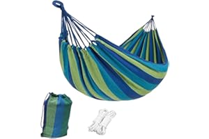 HIDEWALKER 1 Personas Hamaca Jardin 200KG Capacidad de Carga Amacas Colgantes Exterior de Lona Transpirable y Cómoda para Camping Patio Interior y Exterior (Azul, 260x80cm)