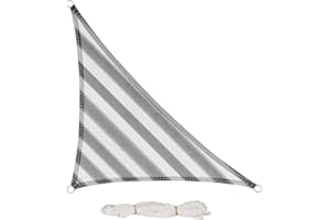 EUGAD Sun Shade Sail 2.5 x 2.5 x 3.5m Triangle Grey and White Stripes HDPE UV Block Balcony Terrace Garden Sail Shade Sunscreen Awning Canopy with Rope 0192ZYF