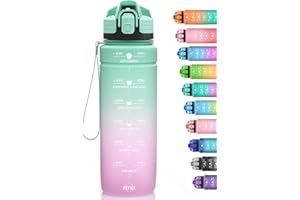 Niggeey Botella de Agua 2l, 1500ml, 1000ml, 700ml, 500ml Botella Agua Deporte, Botella Agua Motivacional, Botella Deportiva Tritan de Plástico Sin BPA & Prueba de Fugas, para Niños, Sport, Bicicleta