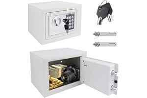 AUTOBABA 4.6L Digital Safe Box, Safe Boxes for Home Use, Cabinet Security safe with 2 Keys, Electronic Digital Steel Safes for Home Office Hotel Business Money Document Jewelry Passport, 23 X 17 X 17 CM, White