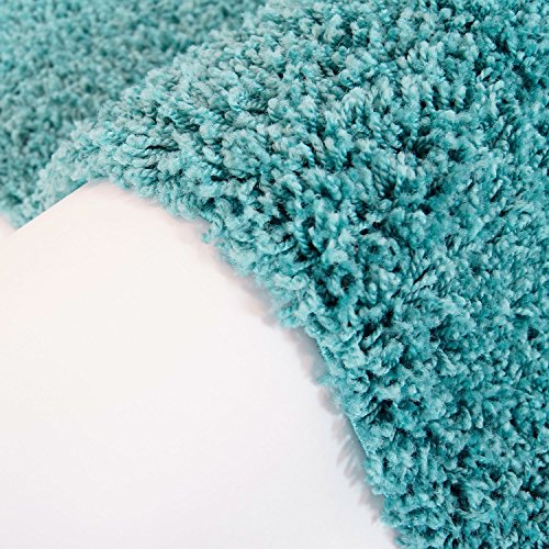Teppich Shaggy Hochflor Einfarbig Flokati für verschiedene Zimmer Günstig Angebot Türkis 70×140 cm - 3