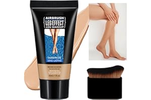 HERBINSOLS Leg Makeup Waterproof No Transfer with Brush - Full Coverage Leg Makeup Veins Concealer - Long Lasting Smooth Body Coverage Perfector for Legs - All Over Complexion Tattoo Cover Up Cream (#2）