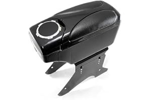 BOLOROMO Armrest Arm Rest Centre Console Car Auto Van Bus Universal Storage Box Organizer Cup Holder Black Leather