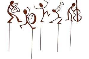 UNUS Lot de 5 bâtons de jardin en forme de bonhomme en rouille avec instruments
