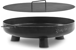 BBQ-Toro Edelstahl Ø 60 cm mit Deckel | Schwarz | Outdoor Feuerstelle mit DREI Standbeinen und Zwei Griffen, Feuerschalen für den Garten, Brennschale, Garden Fire Pit, Fire Bowl, Feuerwanne