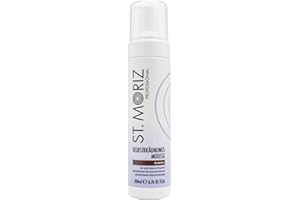 ST. MORIZ Professional Instant Tanning Mousse in Dark – schnell trocknendes Selbstbräunungsmousse mit Applikatorfarbe – mit Aloe Vera und Vitamin E – Dermatologisch getestet, ohne Tierversuche – 200ml