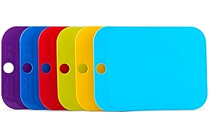 WePrep Set of 6 Coloured Chopping Boards – Durable, Textured, Non-Slip Cutting Boards with Hanging Loop – Knife-Friendly, Food-Grade Plastic – Bright, Bold Colours – Dishwasher Safe
