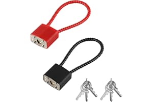 QIXINGYL Lot de 2 cadenas en corde d'acier avec clés et corde en acier robuste à anse longue, cadenas à câble flexible avec clés pour poubelle à roulettes, vélo, valise, portail, casier de gym (S)