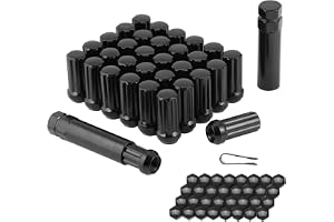 ChnewAuto 32 st. 9/16" x 18 Lug Nuts, Svart, Stål, Rostfritt, 9/16-18, 0.5625 tum, 32 muttrar för Dodge 1994–2011 Ram 2500 35