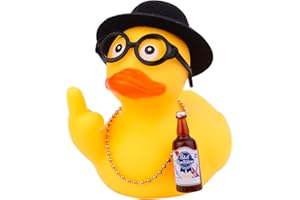 Mwmoeen Canard en caoutchouc Décoration de tableau de bord de voiture avec chapeau haut lunettes de soleil Accessoires mignons pour accessoires de voiture, 9 cm