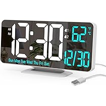 Orologio digitale trasparente da tavolo con data, temperatura, umidità, piccolo orologio da tavolo con snooze per camera da letto, ufficio