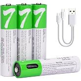 USB AAA Lityum iyon Şarj Edilebilir Pil, Y&uuml;ksek Kapasiteli 1.5V 750mWh Şarj Edilebilir AAA Pil, 1 H Hızlı Şarj, C Tipi Bağlan