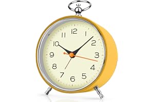 SOCICO Analogue Alarm Clock for Bedroom,Non Ticking Alarm Clocks Bedside with Night Light, Retro Alarm Clock with Snooze, Battery Alarm Clock Bedside Clock Table Clocks for Heavy Sleepers
