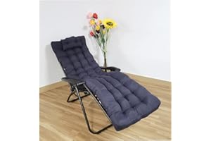 REINO MANSIDI Cojín Tumbona 180x55x6cm Reclinable con Almohada Reposacabeza, Colores Lisos. Colchoneta Tumbona Exterior con Relleno de Fibra Hueca. (Gris Oscuro)