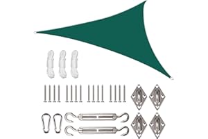NAKIHOUSE Sonnensegel inkl 24er Befestigung Kit,2x2x2m Wasserdichter Sonnenschutz Dreieck Sonnenschirm Außenüberdachung Garten Patio Pool Shades Segel Markise Camping Schatten (Grün)