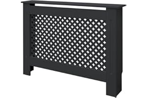 ECD Germany Cache-Radiateur en Motif Nid d'abeille 112x19x82 cm MDF Anthracite Couverture Décorative Robuste Murale Meuble de Rangement Design Traditionnel Habillage de Radiateur pour Salon Chambre