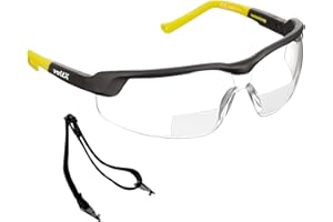 voltX GT ADJUSTABLE Bifokale Lesen Schutzbrille (KLAR +1.0 Dioptrie) CE EN166FT, Anti Beschlag Beschichtung, anpassbarer Bügel, Kratzfest, UV400 Schutz.