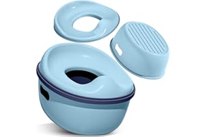 FUZHIK Pot Bébé Toilette Pour Apprentissage De La Propreté - Toilette Bebe Et Enfant Ludique Transportable - Confortable, Anti Dérapant Avec Systeme Anti Eclaboussure - Pour Garçon et Fille (Bleu)