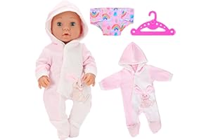 Miunana Abito Vestito + Pannolino + Grucce per New Born 14 - 18 Pollici (36cm - 46cm) Bambolotti Bambola Bebè Baby Dolls （Non Include Bambola）