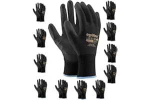12 Paar PU schwarz beschichtet Nylon Arbeitshandschuhe. Garten-, Builders, Mechaniker