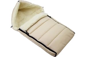 BAMBINIWELT universaler Winterfußsack (90cm), auch geeignet für Babyschale, Kinderwagen, Buggy, aus Wolle UNI liniert (beige)