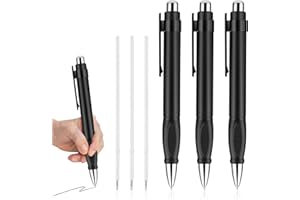 HJZHII 3 penne a sfera grandi con 3 ricariche, grandi, larghe e facili da impugnare, retrattili, per artrite, artrite, morbo di Parkinson, tunnel carpale, anziani, scuola, ufficio