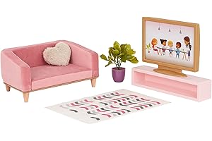 Our Generation - OG Ensemble de Salon Lovely - Meubles pour Maison de poupée - Canapé, Tapis et téléviseur - Accessoires pour poupées de 46 cm - Jouer à Faire Semblant - 3 Ans et +