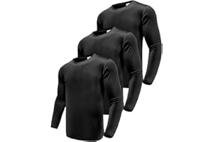 Boyzn Męskie koszulki funkcyjne z długim rękawem, UPF 50+, koszulki chroniące przed słońcem, sportowe koszulki treningowe do biegania, 3 szt