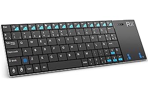 Rii K12+ Mini Kompaktowa klawiatura z wbudowanym touchpadem wielodotykowym (WiFi 2.4 GHz, wbudowany USB, ultra-wytrzymała obudowa ze stali nierdzewnej) Kolor Czarny - QWERTY Polski