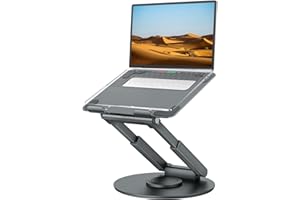 tounee Supporto PC Portatile con Base Girevole a 360°, Ergonomico Regolabile, Supporto Notebook Laptop Computer Stand Compatibile con MacBook Air/Pro Tutti i Laptop da 10-17"-Grigio