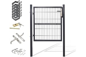 Gimisgu Gartentor Gartentür Zauntür 120x100cm Gartentür aus verzinktem Stahl Robust und Langlebig für Stabmattenzau Hoftor inkl.Griff Schloss und 3 Schlüssel Anthrazit