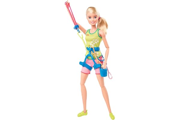 Barbie Sport Tokyo 2020, Coffret Escalade, Poupée articulée Blonde avec Baudrier, Veste des Jeux Olympiques et Accessoires, Jouet pour Enfant, GJL75 Multicolore