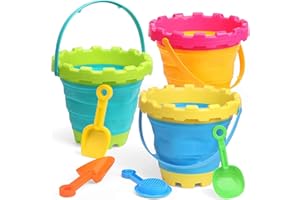 LNCOJOLM Schloss Faltbare Strand Eimer Sand Spielzeug Set für Kinder mit Strand Rake Spate Sieber Kelle, Reise zusammenklappbarer Eimer Easy Stock, Strand Sand Spielzeug Garten Werkzeug Kits