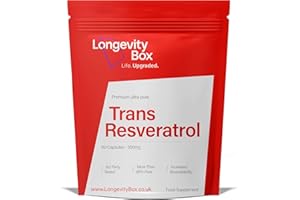 Longevity Box Trans Resveratrol 1000mg – 60 Capsules – 99% Pure, Vegan & Non-GMO – Third-Party Tested Antioxidant for Heart, Brain & Longevity Support